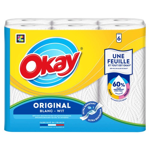 OKAY 厨房纸巾(白)6卷装