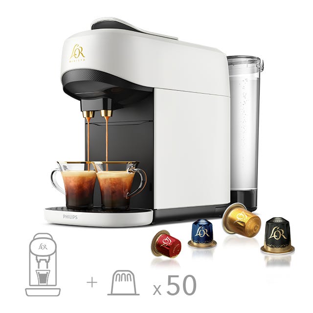 L'OR BARISTA Absolu 胶囊咖啡机(缎面白)+50颗胶囊