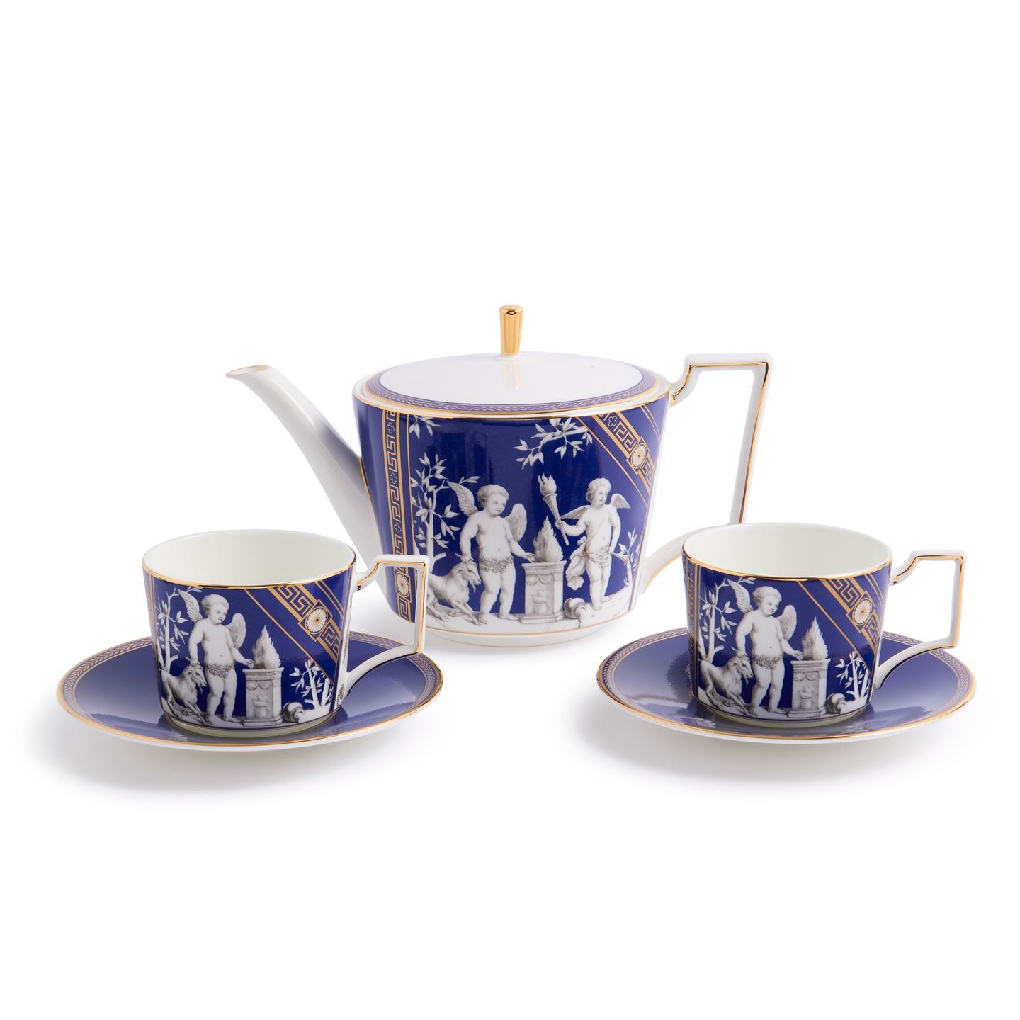 Wedgwood Renaissance 金调茶壶+2茶杯碟套装