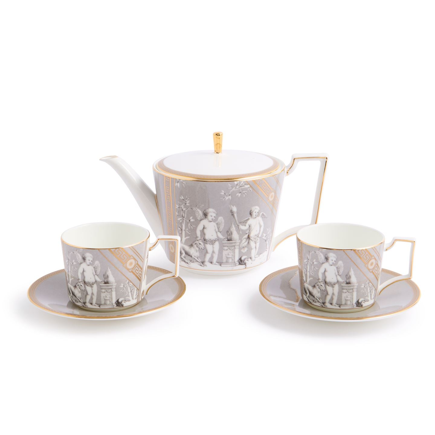 Wedgwood Renaissance 灰调茶壶+2茶杯碟套装