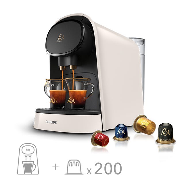 L'OR BARISTA Original 胶囊咖啡机(缎面白)+200颗胶囊