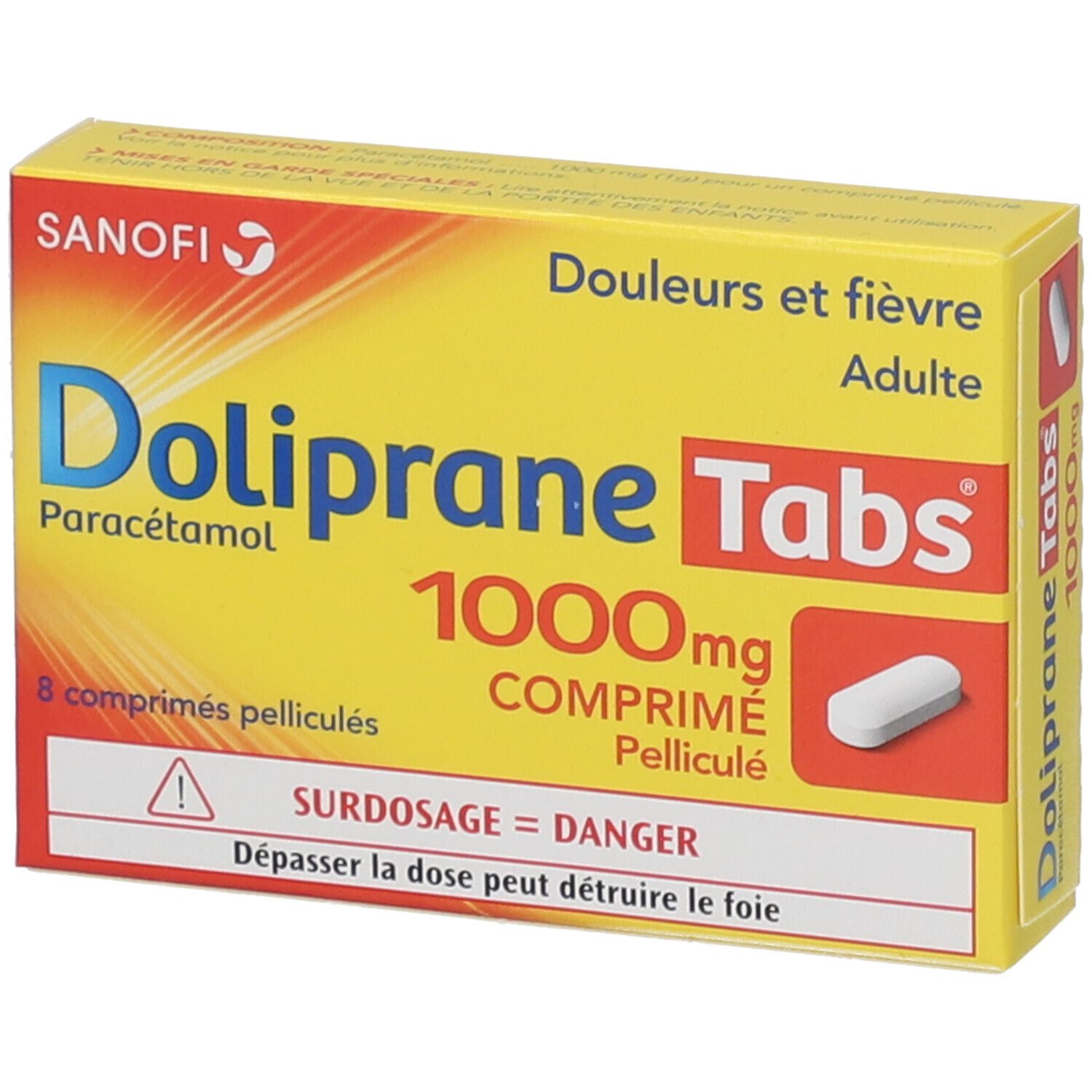 Doliprane Tabs 1000mg 退烧止痛片