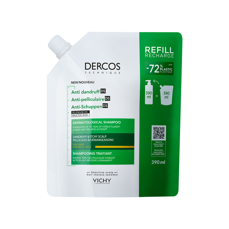 薇姿 Dercos 黄标去屑洗发水 干性发质 补充装 390ml