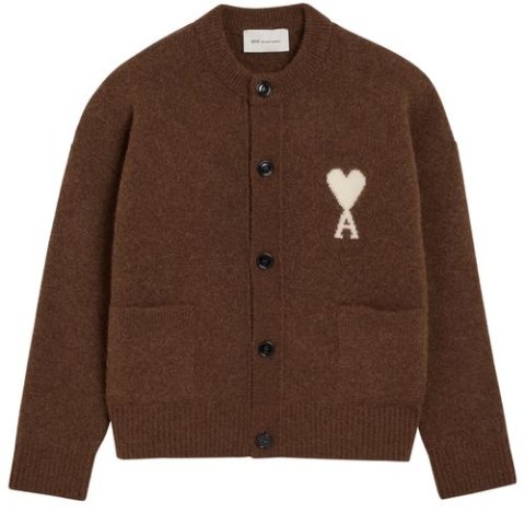Ami Paris Ami de Coeur 棕色圆领开衫