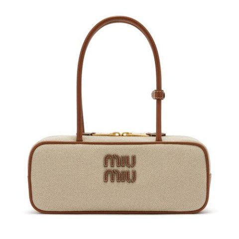Miu Miu Beau 皮革织物手袋 米色
