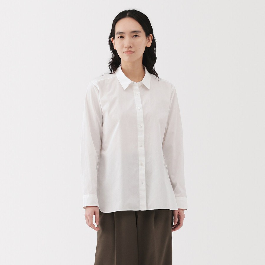 MUJI 水洗棉府绸衬衫(白色)