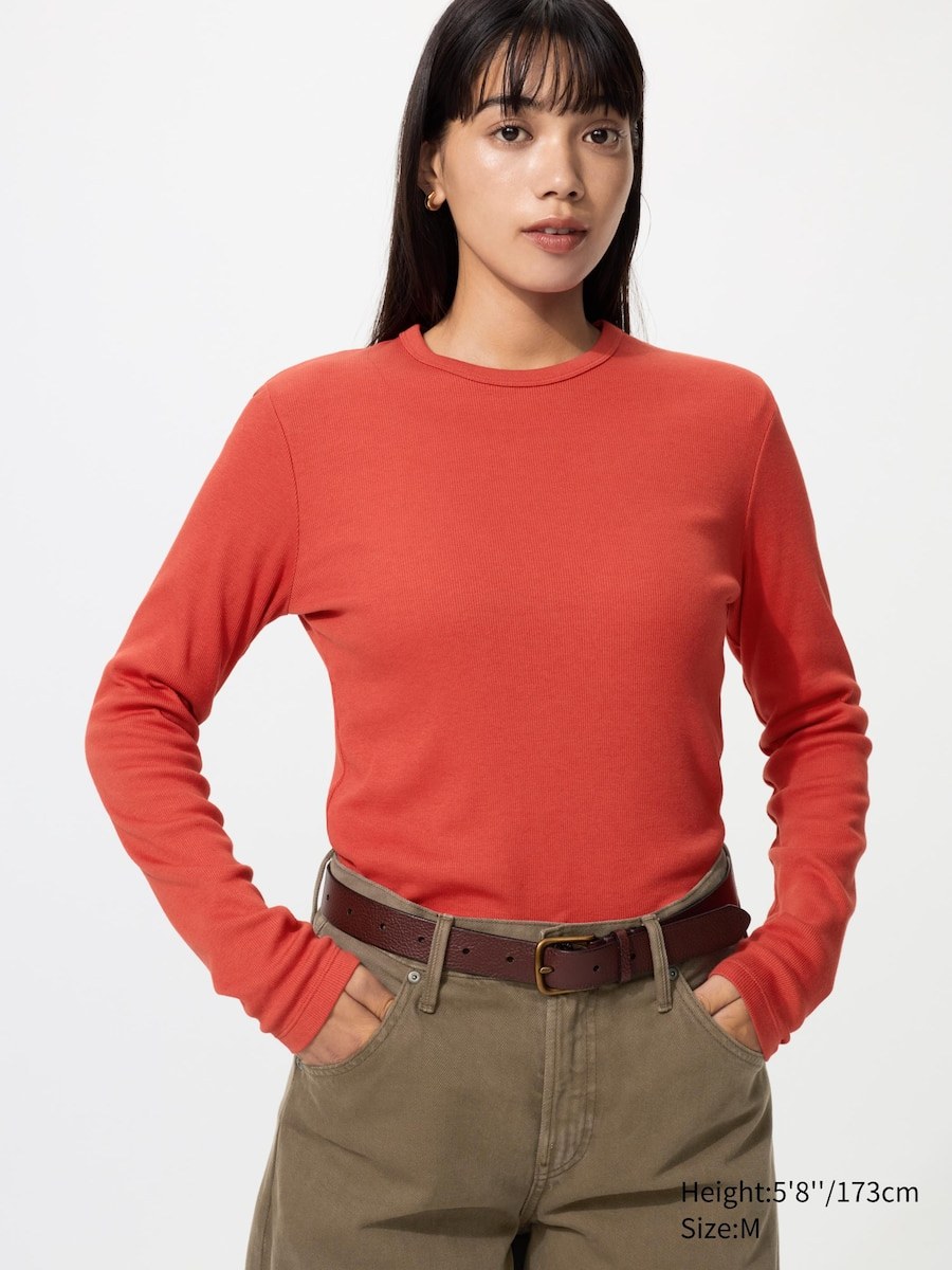 UNIQLO 柔软罗纹长袖T(橙色)