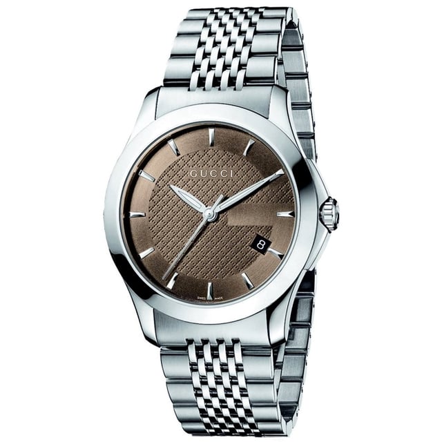 Gucci G-Timeless 男款腕表 棕色表盘银色表带