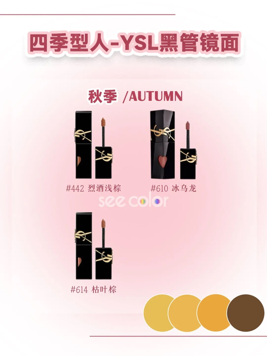 🍂 秋季型 · Autumn YSL 黑管唇釉选色参考