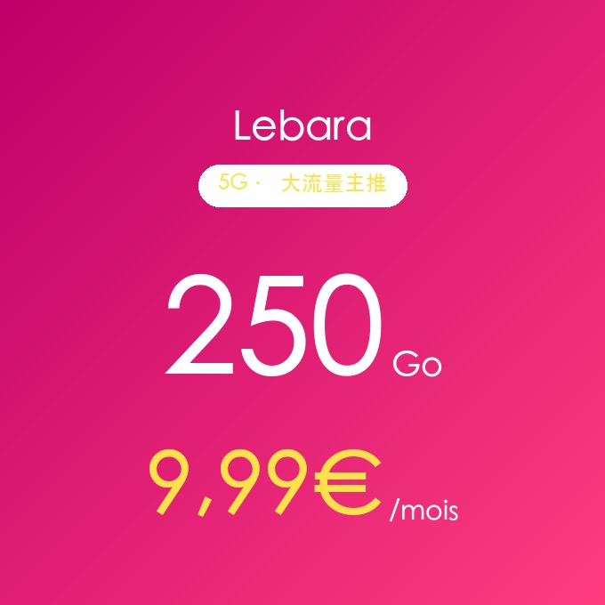 Lebara 250Go 5G大流量套餐