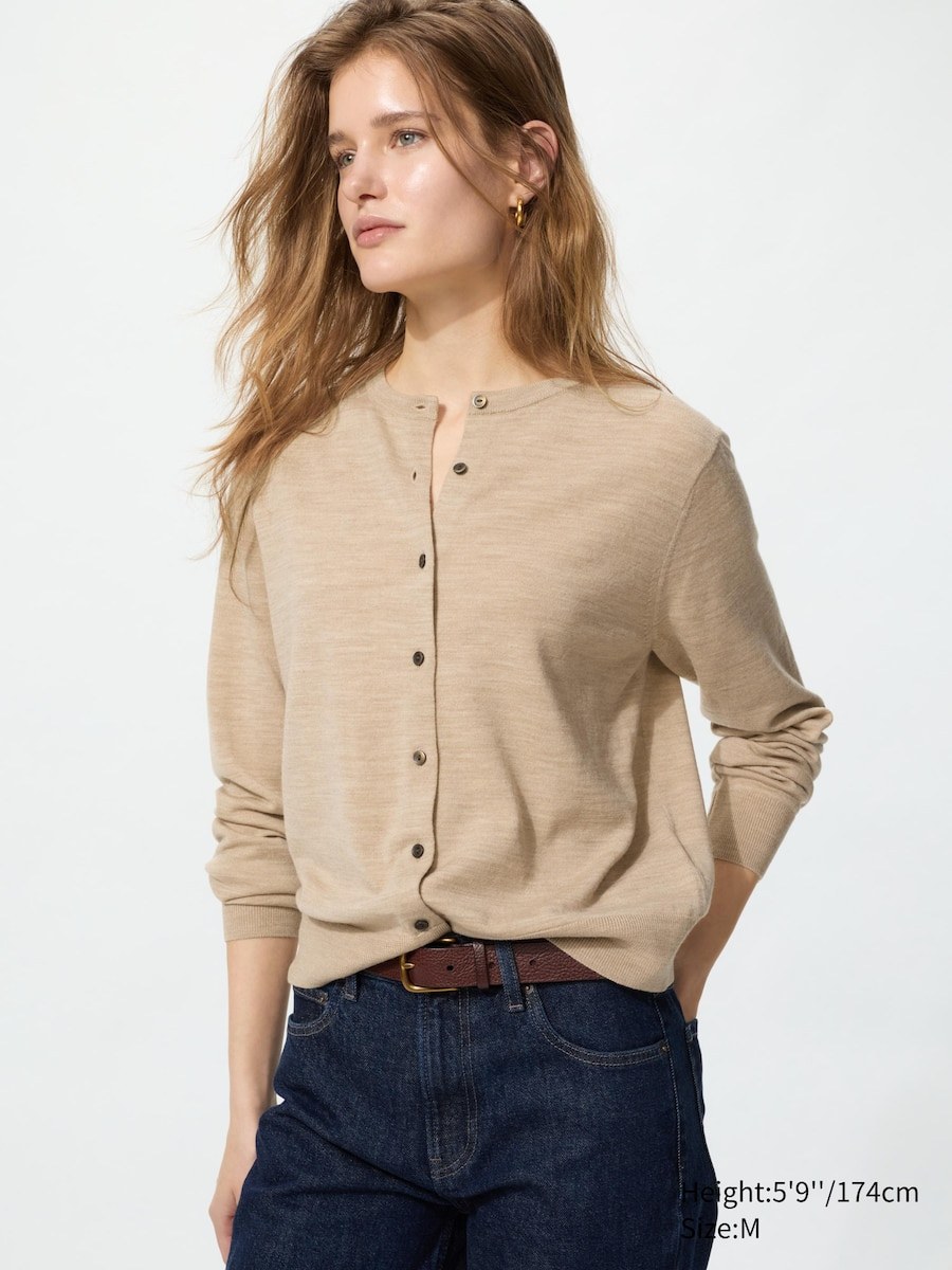 UNIQLO 100%美利奴羊毛针织衫(米色)