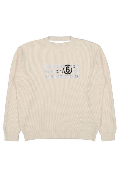 数字印花圆领针织衫