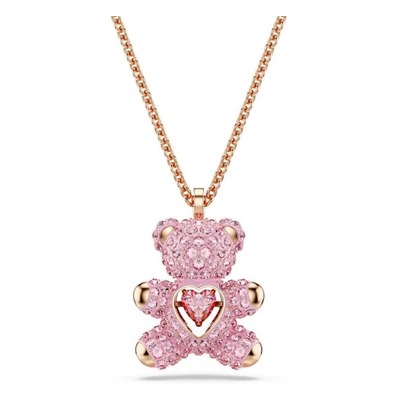 Swarovski 施华洛世奇 Teddy 粉色小熊吊坠项链 玫瑰金色