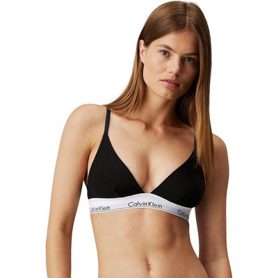 Calvin Klein 女款 Logo 宽边三角比基尼上衣 黑色
