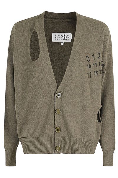 MM6 Maison Margiela Signature Numbers图案V领针织开衫