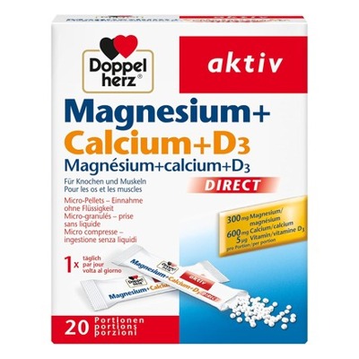 Doppelherz双心镁+钙+维生素D3速溶颗粒20条