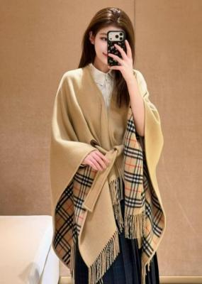 Burberry双面格纹羊毛披肩