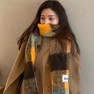 徽标贴片格纹围巾
