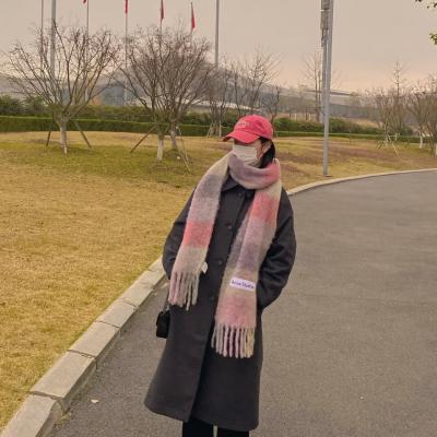标志补丁格纹围巾