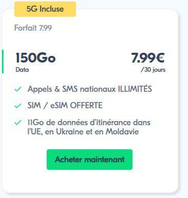 7.99€ 150G套餐