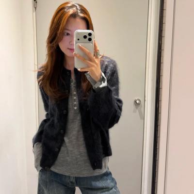 拉绒开衫 深灰色