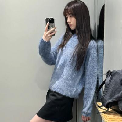 拉绒毛衣 蓝色混色