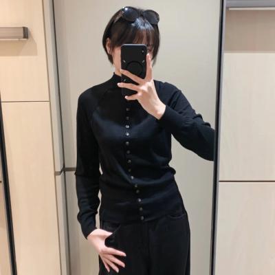 美利奴羊毛混纺开衫 黑色