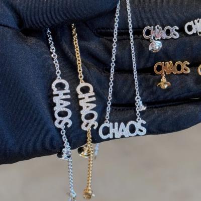 Chaos 吊坠项链 铂金色白锆石