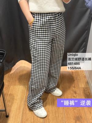 法兰绒格纹长裤