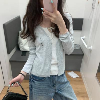 罗纹V领开衫