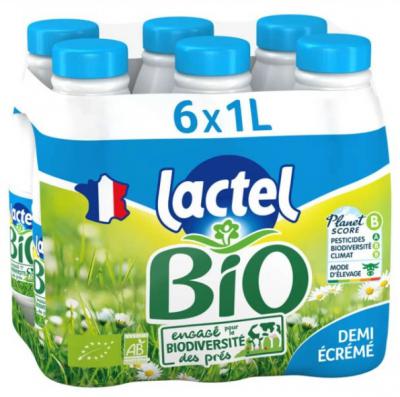 Lactel 有机半脱脂牛奶 6x1L