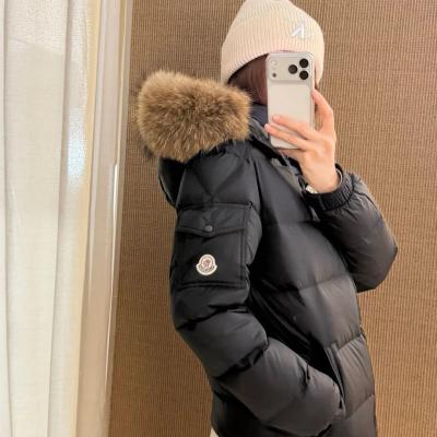 Moncler Enfant 连帽仿皮草饰大衣 黑色