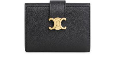 Celine Nino 黑色小牛皮压纹长款钱包