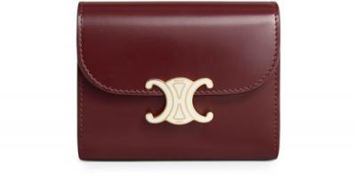 Celine Kleine Triomphe 亮面小牛皮钱包 波尔多红