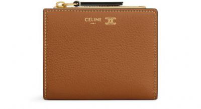 Celine Triomphe 压纹小牛皮 紧凑型钱包 米色