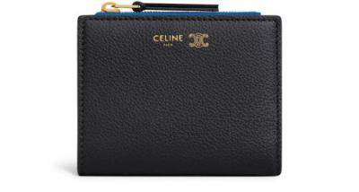 Celine Triomphe 压花小牛皮 紧凑型钱包 黑色