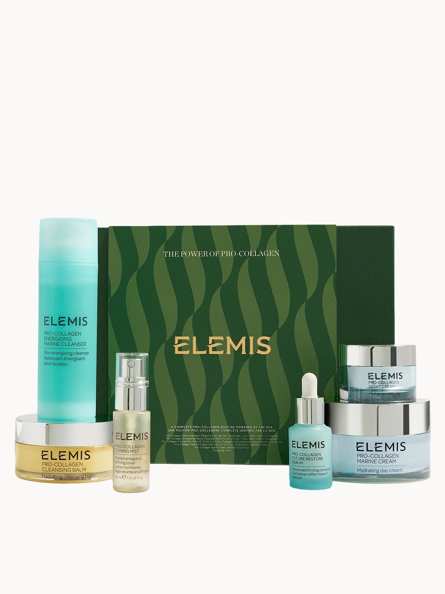 Elemis海洋胶原六件礼盒|卸妆膏100g+喷雾30ml+洁面150ml+精华15ml+面霜100ml+晚霜30ml