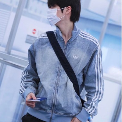 adidas Firebird Adicolor牛仔运动夹克 Worn Blue Denim