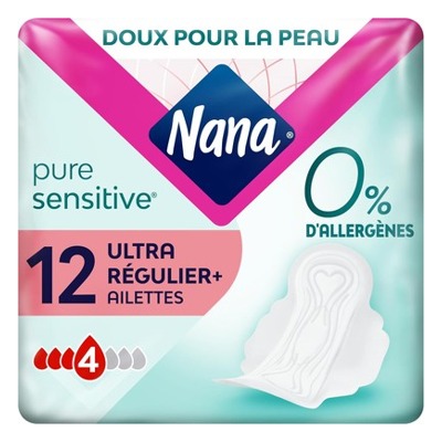 Nana PureSensitive敏感肌日用卫生巾12片带护翼