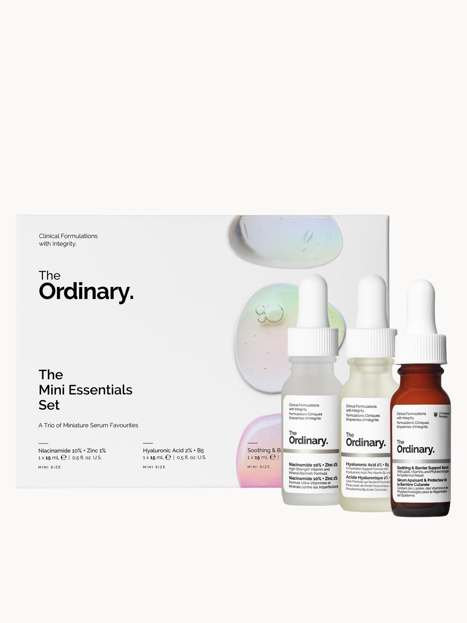 The Ordinary迷你精华三件礼盒|玻尿酸+B5、烟酰胺+锌、屏障精华各15ml