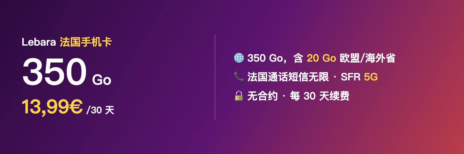 Lebara 法国手机卡 350 Go 套餐