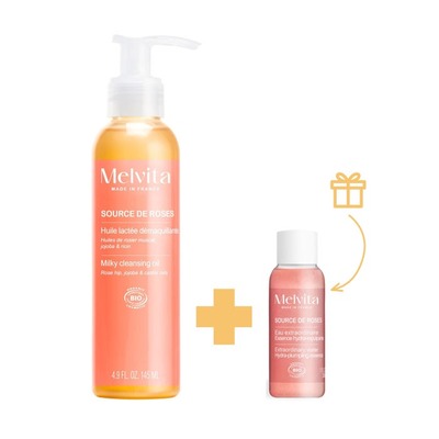 Melvita Source de Roses卸妆油145ml＋精华水30ml套组