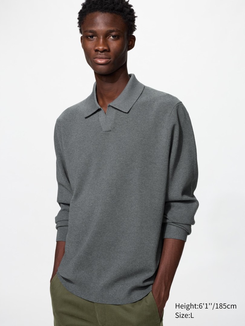 Uniqlo 男装 可水洗米兰罗纹 Polo 毛衣
