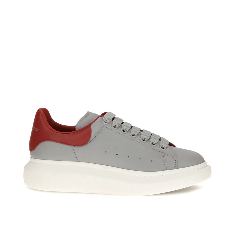 Alexander McQueen 皮革运动鞋 灰色红跟 男款 39-46码