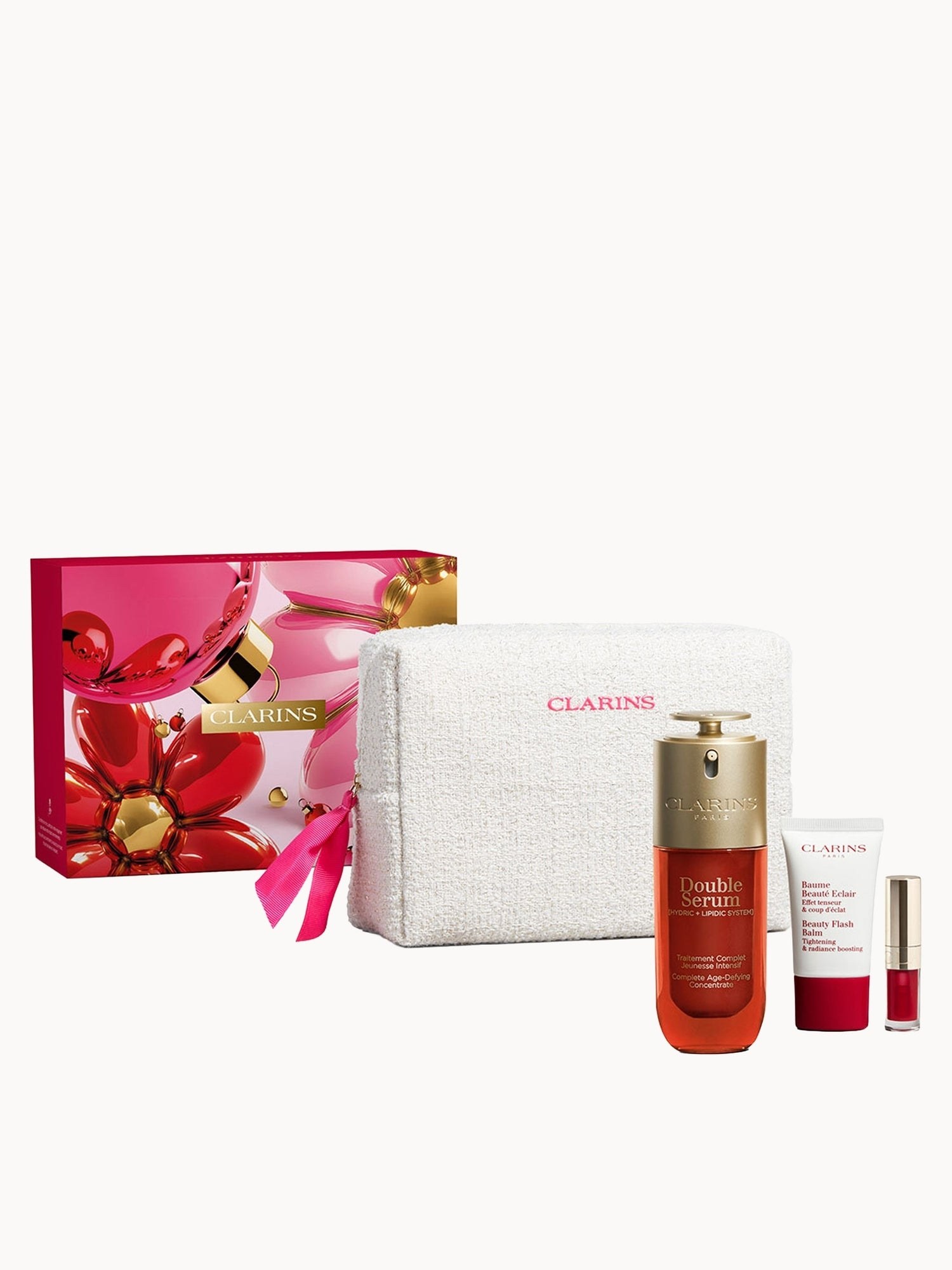 娇韵诗双萃精华三件圣诞礼盒|第九代双萃精华75ml+Beauty Flash Balm15ml+03号润唇油1.4ml
