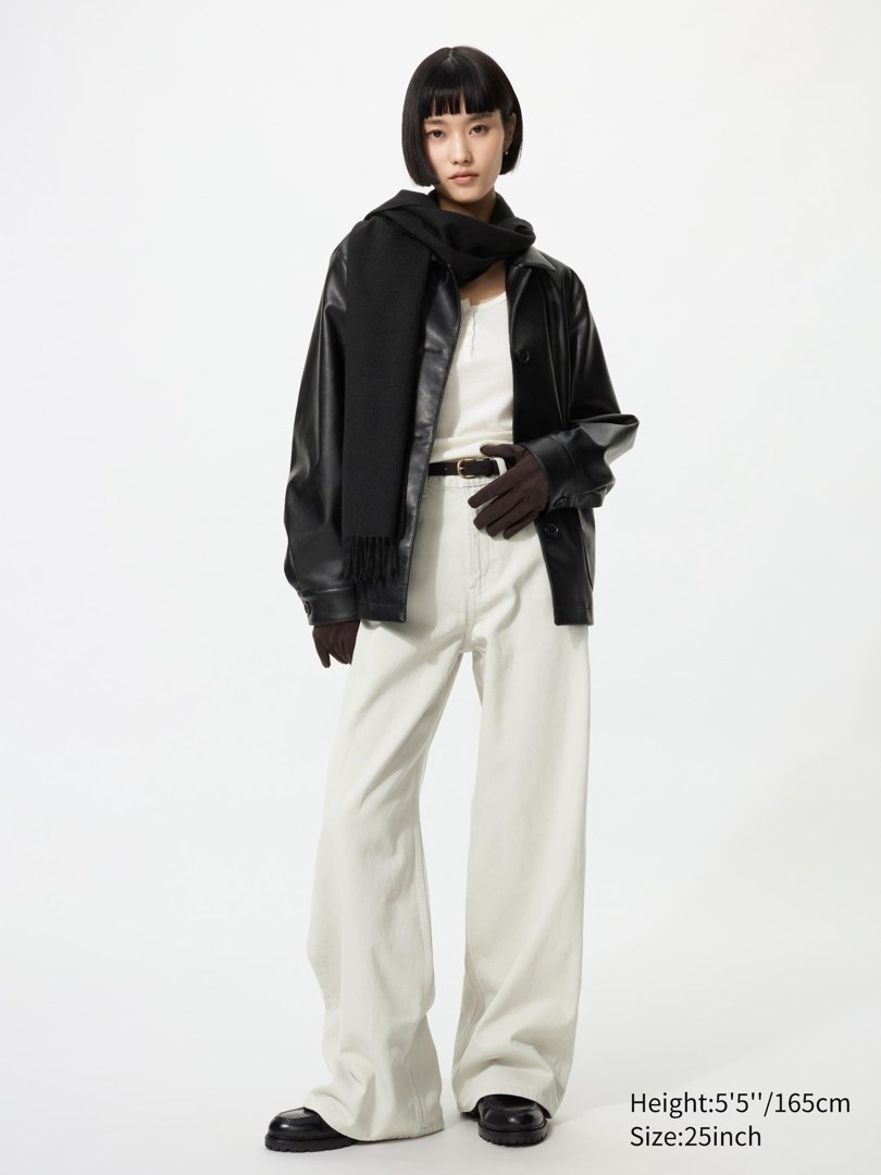 Uniqlo 女装 高腰宽腿牛仔裤