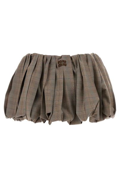 刺绣褶皱迷你裙
