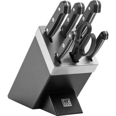 双立人 ZWILLING Gourmet SharpBlock 自磨刀座刀具 7 件套(黑色)