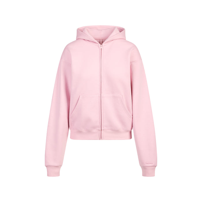 SKIMS Cotton Fleece 拉链连帽卫衣 · 岩盐灰 Halite