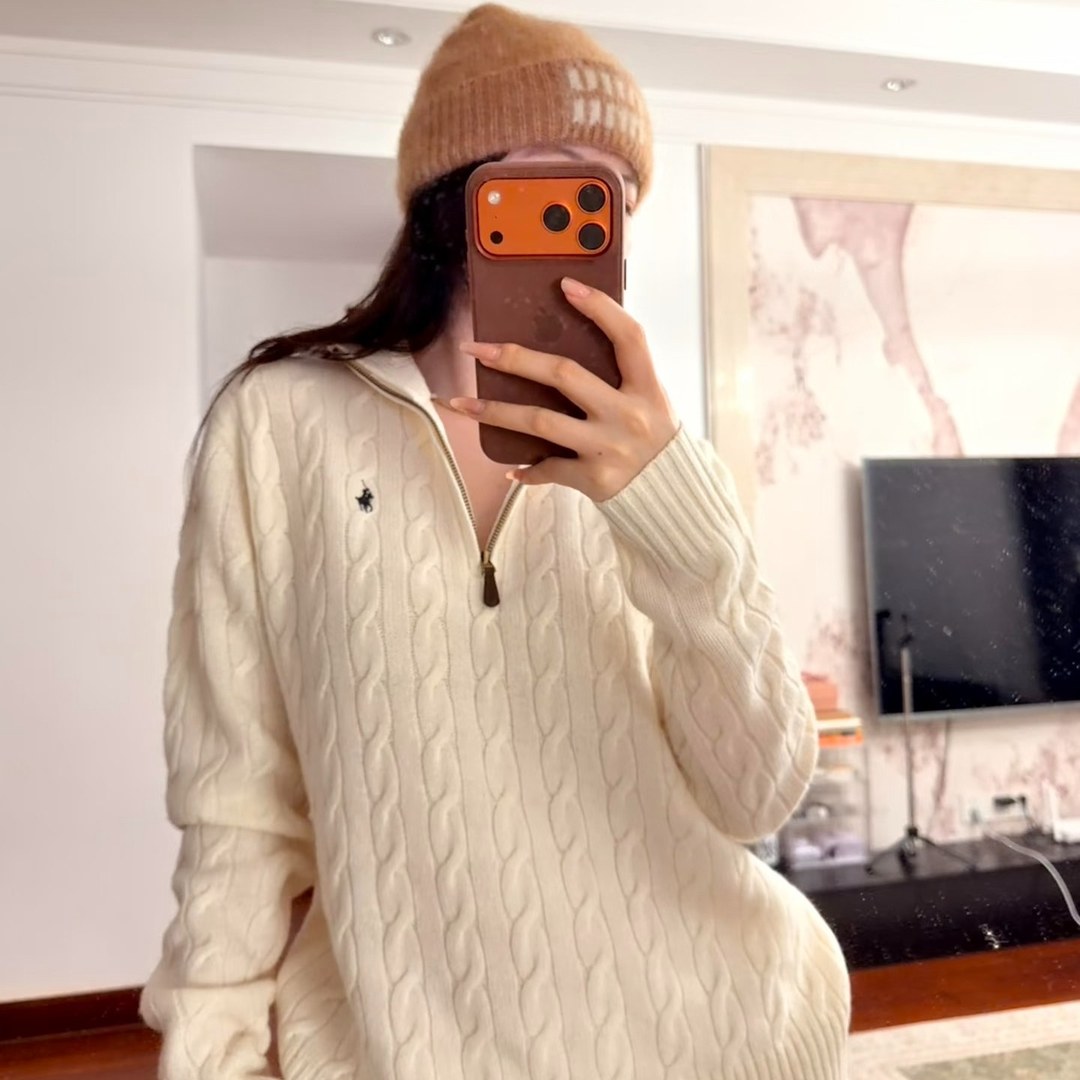 Polo Ralph Lauren 羊毛羊绒麻花针织拉链衫